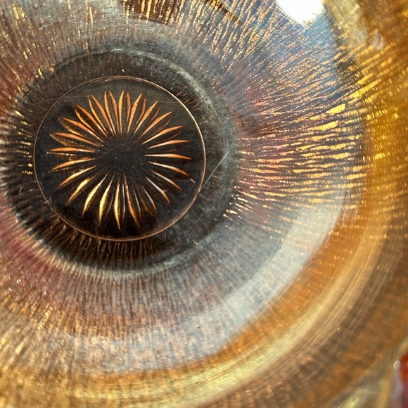 Vintage Amber Jeanette Marigold Carnival Glass Fruit Bowl 7.5" - Picture 4 of 5